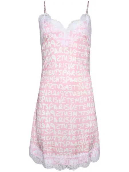 Rochie Vetements cu imagine din dantelă roz