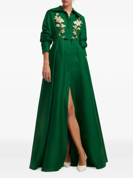 Rochie maxi Leo Lin cu model floral verde