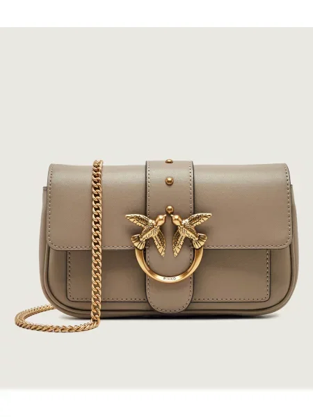 Pinko De piele geantă pe umăr Love One Pocket bej