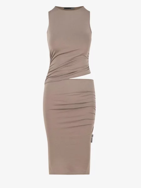 FEMSSY Šaty TALIA DRESS BROWN' béžová