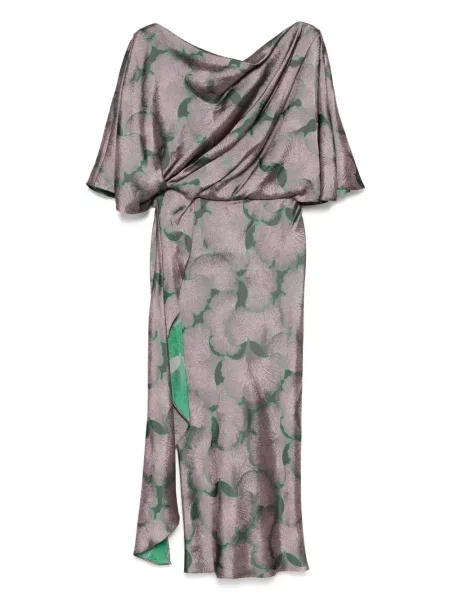 Rochie Amsale din jacard drapată de costum violet