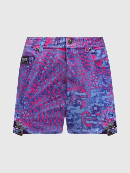 Джинсовые шорты Versace Jeans Couture с принтом голубые