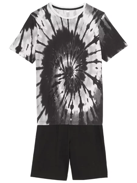 T-shirt + bermudy z dżerseju z czystej bawełny organicznej komplet czarna