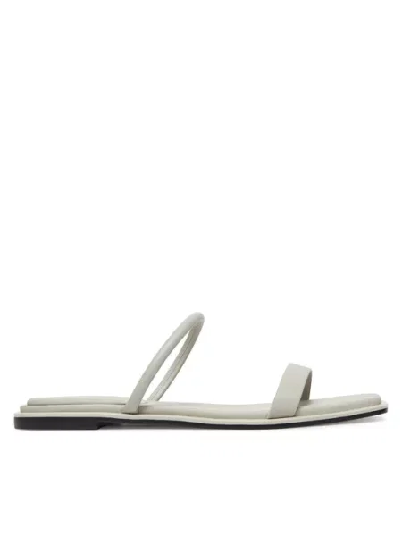 Calvin Klein Sandály Flat Sandal Squared Lth Béžová šedé