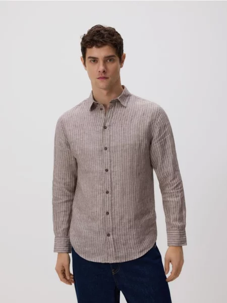 Reserved Cămașă regular fit din in maro