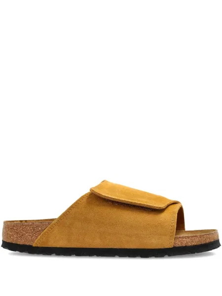 Sandale Birkenstock din piele de căprioară fără toc maro