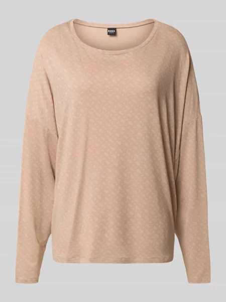 Góra od piżamy o kroju relaxed fit z mieszanki lyocellu Boss beżowa