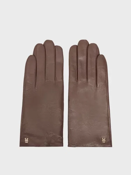 Шкіряні рукавички Tommy Hilfiger коричневі