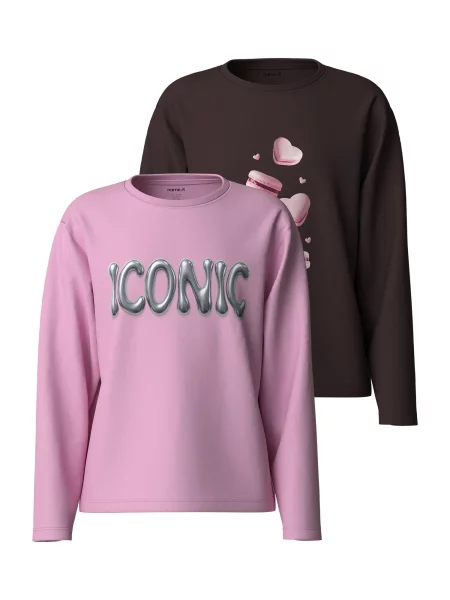 NAME IT Tricou NKFVOTEA maro închis / mov prună argintiu roz