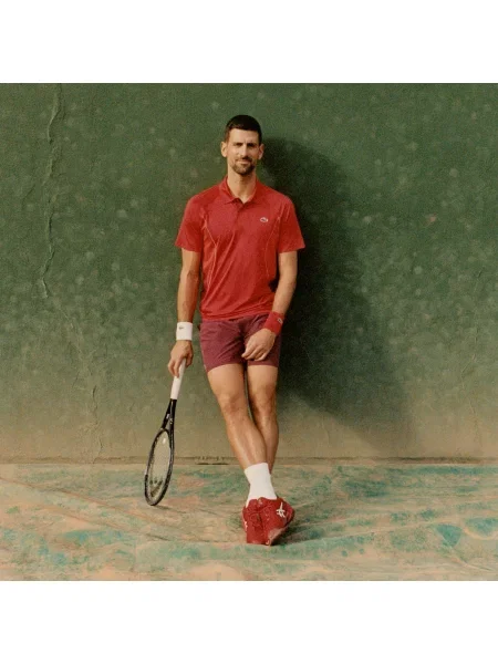 Lacoste Sport X Novak Djokovic Erkek Regular Fit Kırmızı Polo czerwony