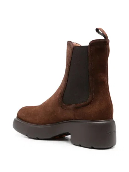 Botine chelsea Santoni din piele de căprioară maro