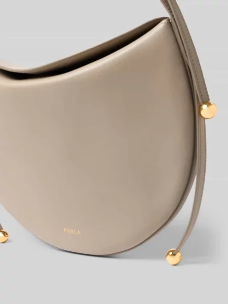 Torba na ramię z nadrukiem logo model Moonstone' Furla beżowa