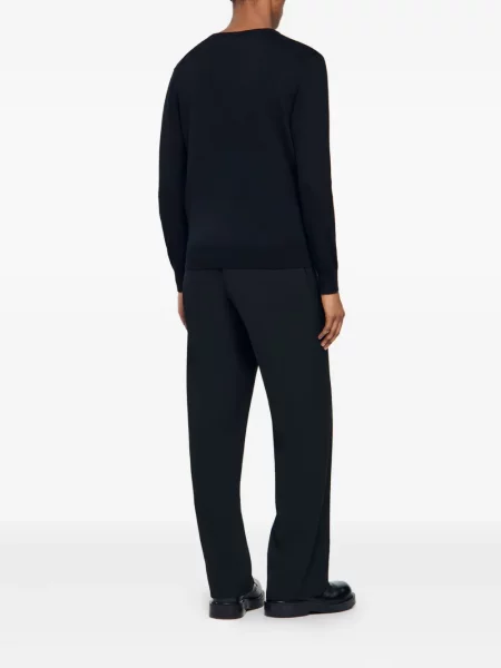 Pulover Sandro de lână cu decolteu în V negru