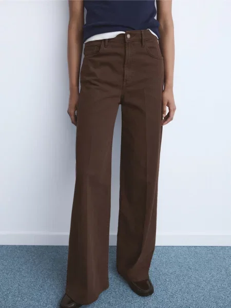 Широкі джинси MANGO темно-коричневий коричневі
