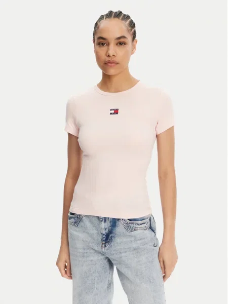 Tommy Jeans T-Shirt Badge różowy