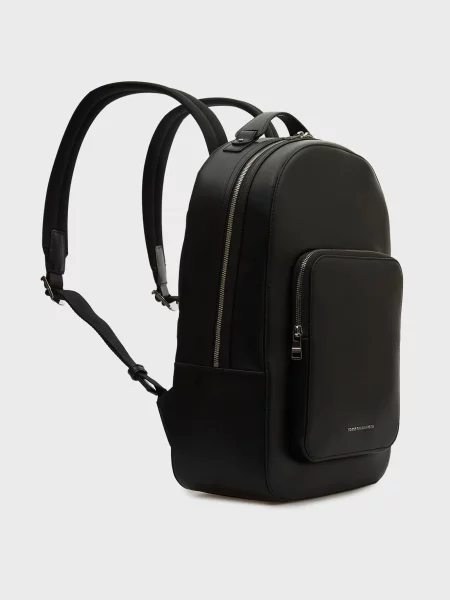 Кожаный рюкзак Tommy Hilfiger в деловом стиле черный