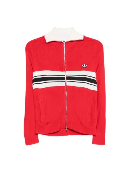 Dzianinowy top sportowy Adidas do biegania czerwony