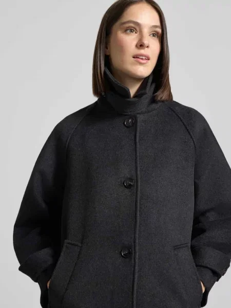 Płaszcz z mieszanki lnu ze stójką model Keaton' Neo Noir