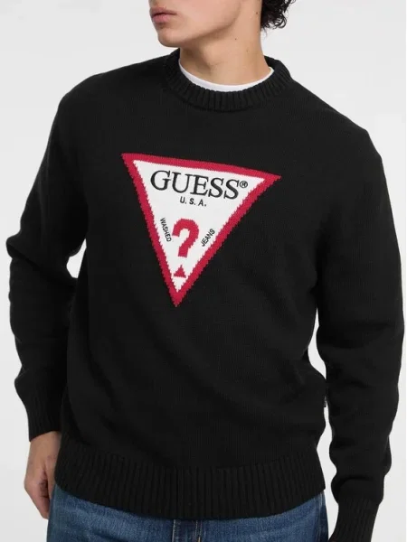 Пуловер Guess Jeans черно