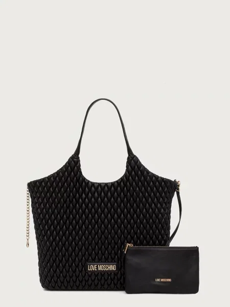 Love Moschino geantă shopper pentru femei cu imitație de piele negru
