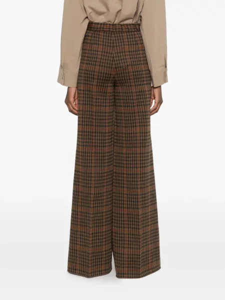 Pantaloni Max Mara în carouri maro