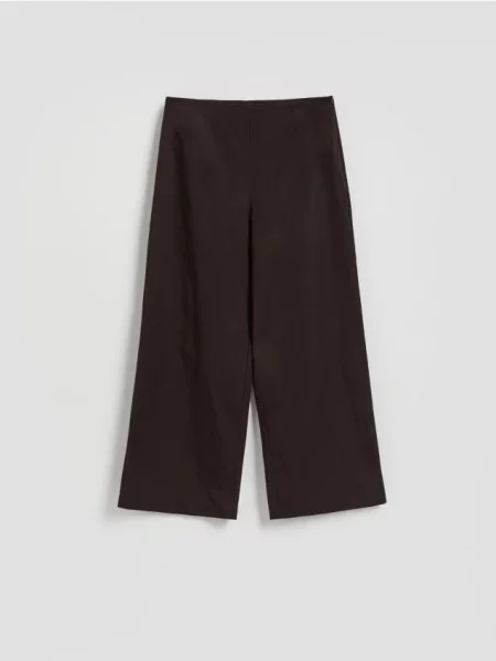 Reserved Pantaloni cu crac larg maro-închis maro