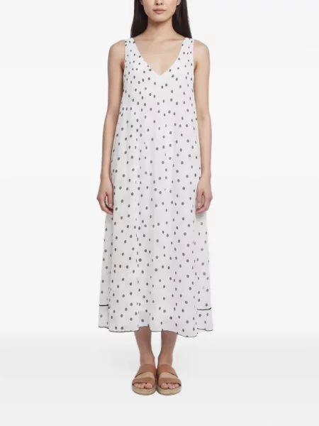 Rochie midi Ganni fără mâneci cu buline alb