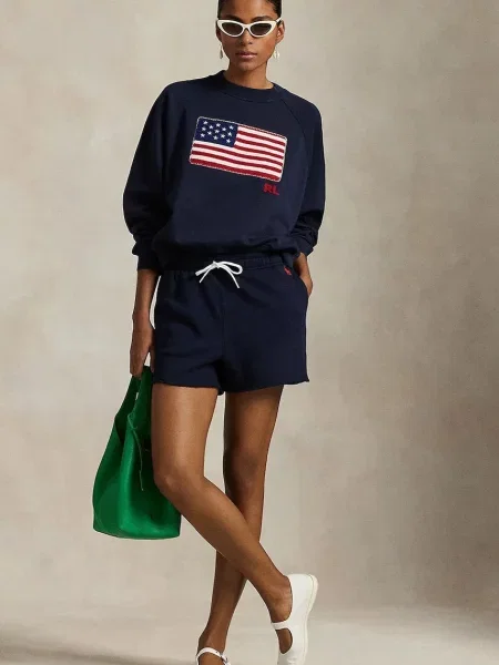 Polo Ralph Lauren szorty gładkie medium waist granatowy