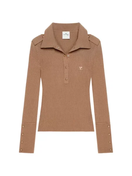 Lung tricou polo Courreges tricotate
