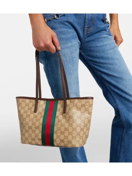 Geantă shopper Gucci din canvas bej