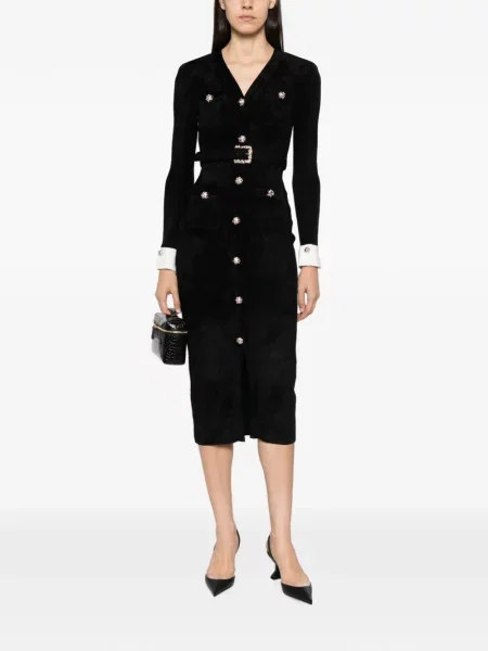 Cu centură rochie midi Self-portrait negru
