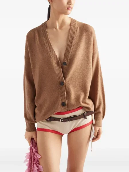 Cardigan Prada din cașmir maro