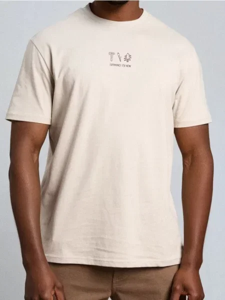 Sinsay koszulka z nadrukiem beżowy