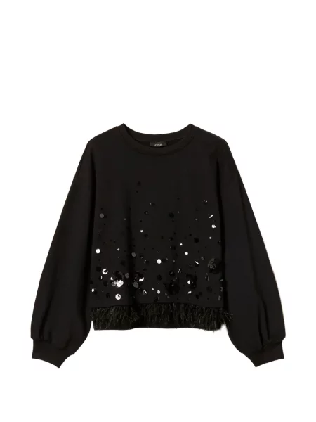 Hanorac Twinset cu broderie negru