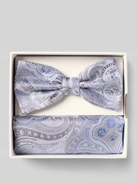 Muszka i poszetka w zestawie z czystego jedwabiu Prince Bowtie szary
