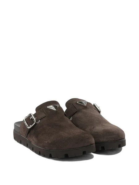 Pantofi loafer Prada cu cataramă cu bretele maro