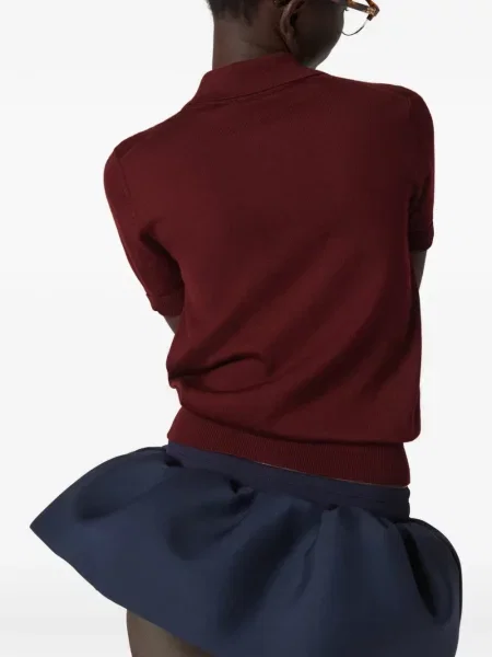 Tricou polo Miu Miu de lână roșu