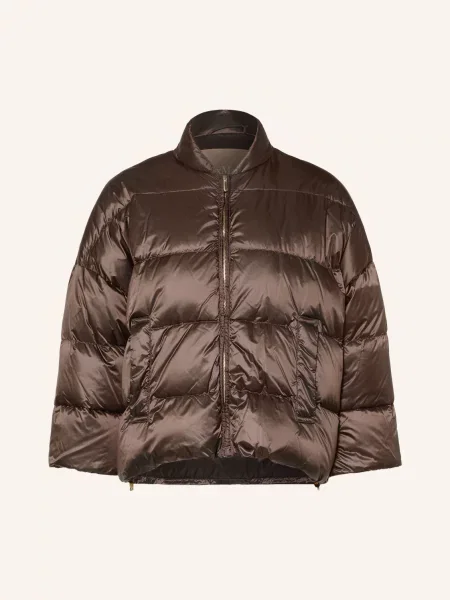 Max Mara The Cube Péřová Bunda Meringa S Rukávy tmavě hnědá