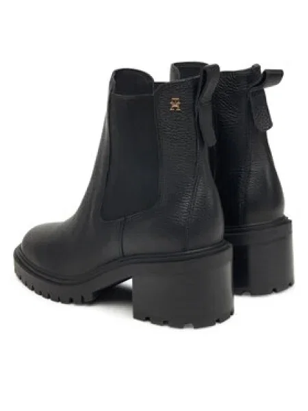Bokacsizma Tommy Hilfiger Th Leather Chelsea Cleated Heel fekete