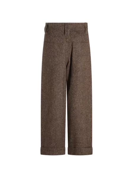 Pantaloni Brunello Cucinelli din tweed maro