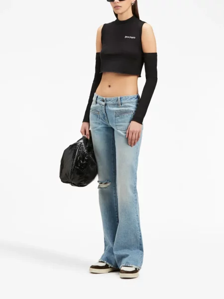 Raštuotas palaidinė be rankovių Palm Angels juoda