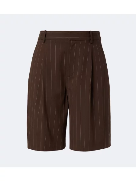 Pantaloni scurți Ralph Lauren Collection de lână cu dungi maro