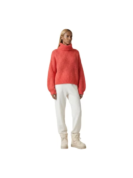 Sweter z golfem Americandreams wełniany czerwony