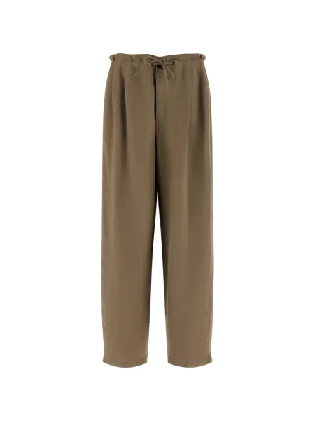 Pantaloni Brunello Cucinelli din țesătură twill maro