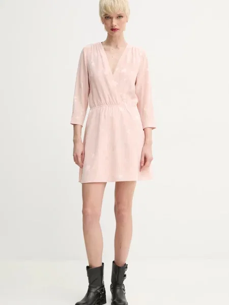 ZADIG&VOLTAIRE sukienka jedwabna pomarańczowy mini rozkloszowana różowa