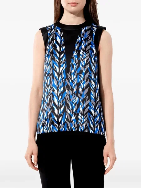 Bluză Balenciaga fără mâneci cu imagine cu imprimeu abstract negru