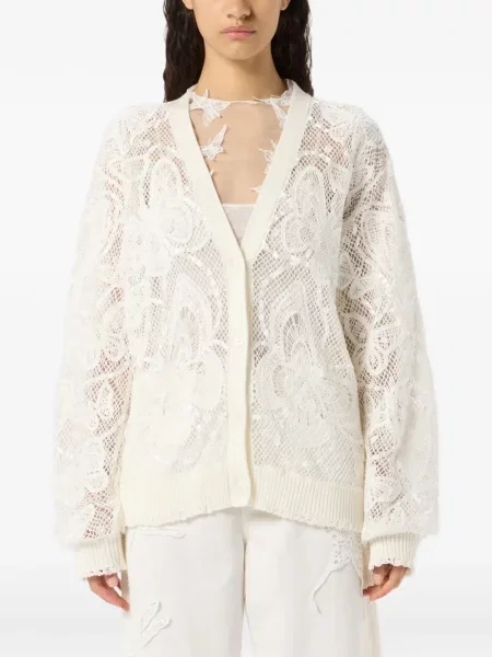Cardigan Blumarine cu aplicații alb