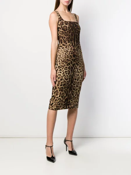 Leopardí oblekové šaty Dolce & Gabbana s potiskem černé
