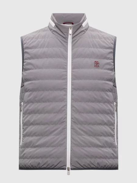 Пуховий жилет з емблемою Brunello Cucinelli сірий