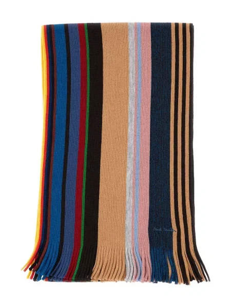 Fular Paul Smith cu franjuri cu dungi bej